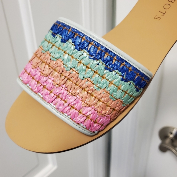 NWOB Talbots "HANNAH ZIG-ZAG" Stripe Straw Slides Size 6, Preppy, Fun, Colorful - Picture 9 of 9